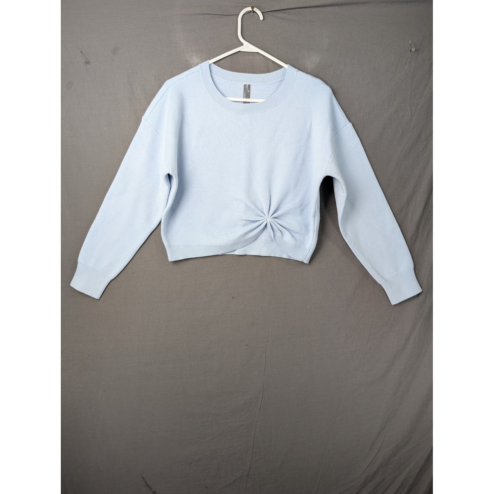 Anthropologie All Our Days Twist Front Pullover Sweater Light Blue OB1773405